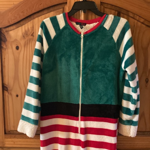 Women Derek Heart red green elf one piece pajamas size M - Picture 2 of 7